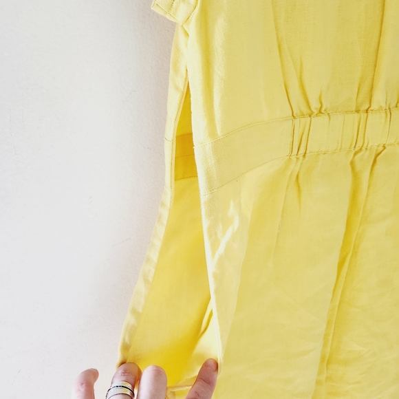 BODEN Tunic Top Yellow Beadead Neck Linen Ealstic Waist - Picture 7 of 9